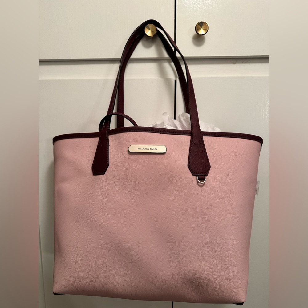 Michael Kors Candy Large Reversible Tote, Plum/Blossom color